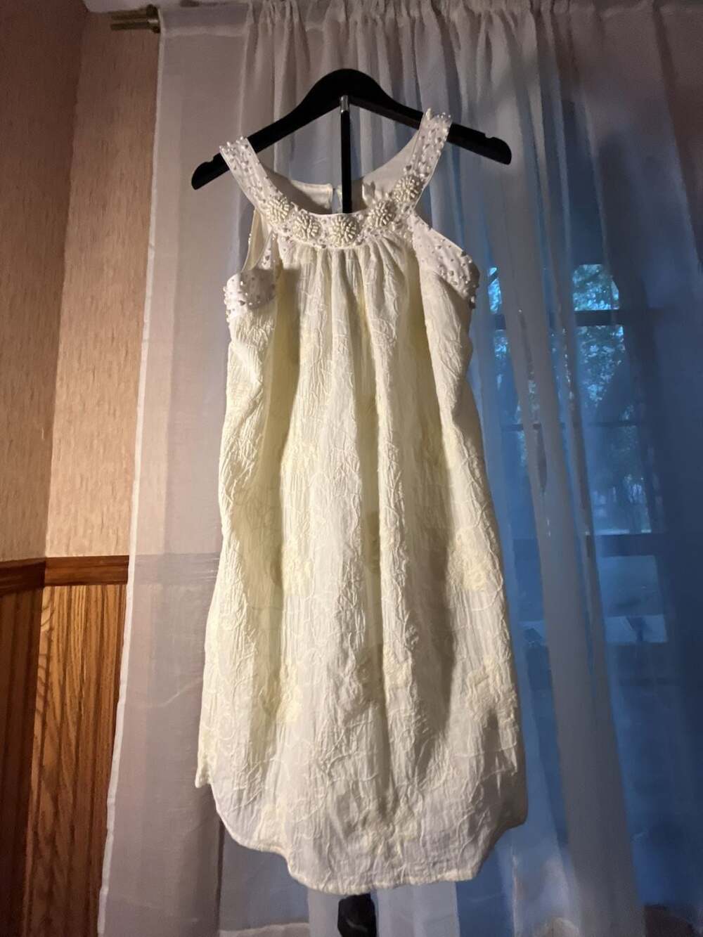 Theme Pearl Beaded Dress Size M Ivory Lace or can be used as a shirt -